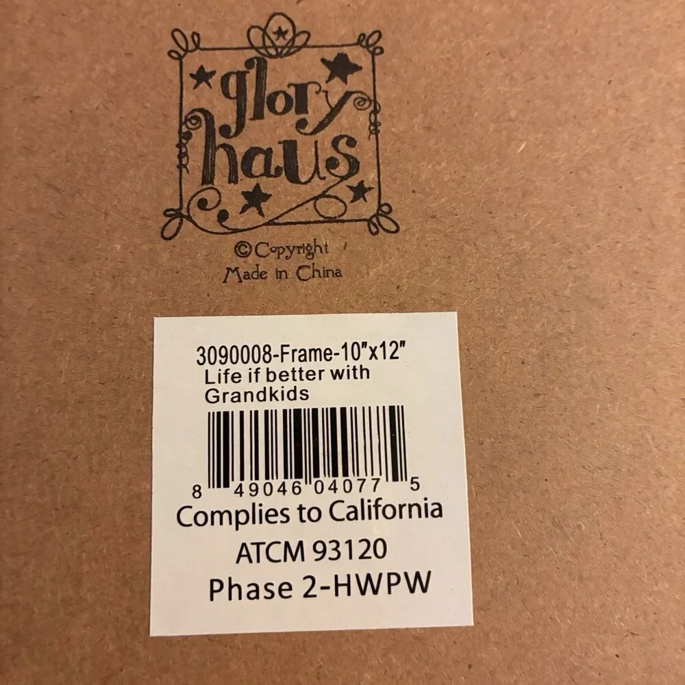 Glory Haus Wood Picture Frame With LIFE IS BETTER WITH GRANDKIDS. 10”x12”. Brown